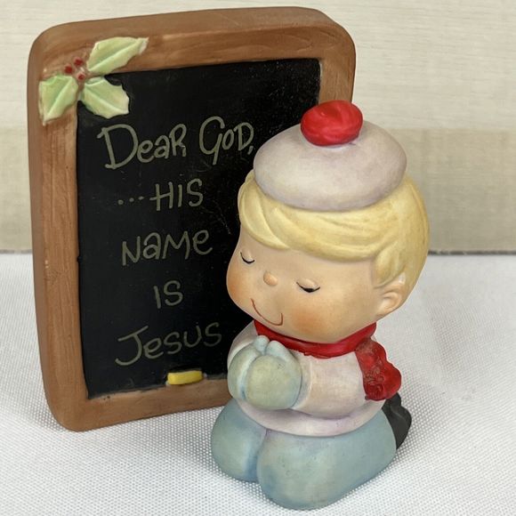 Enesco Figure Dear GOD Kids His Name Is JESUS Vintage 1982 - Picture 1 of 14